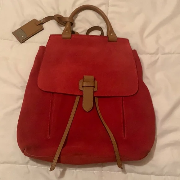 Red suede J.peterman bookbag The J. Peterman Co. Suede Backpack - Red Backpacks, Handbags  main image 2